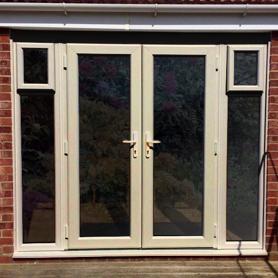 Cream Upvc French Doors With Opening Side Panels