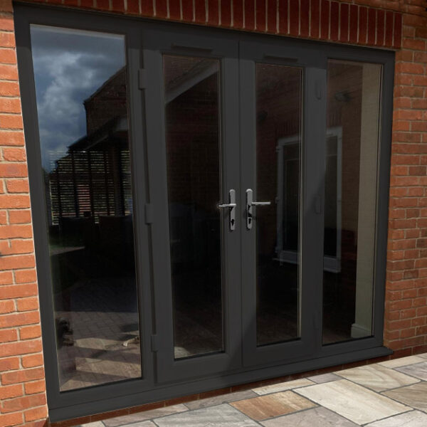Anthracite grey uPVC French doors with side windows