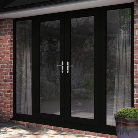 Black uPVC French Doors with Side Panels