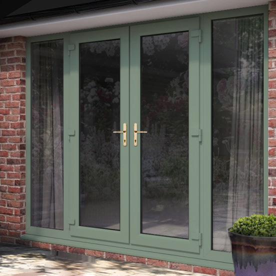 Chartwell Green uPVC French Doors with Side Panels