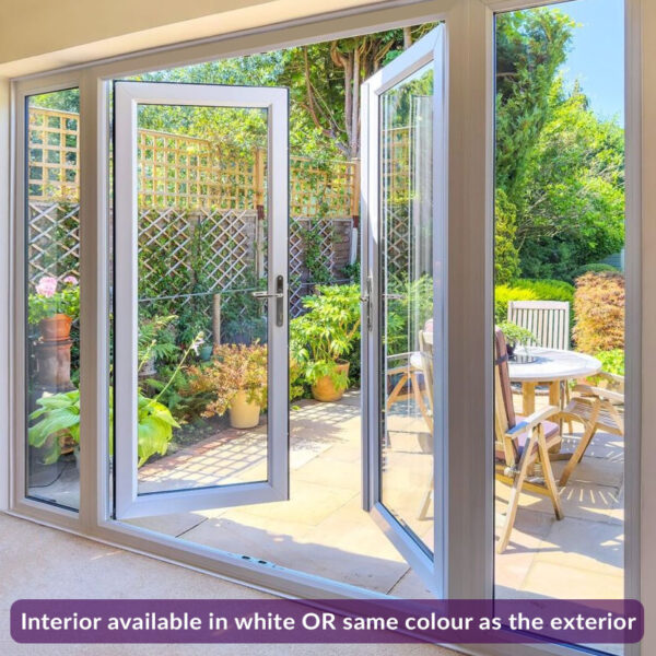 Colour French Doors with side panels - White Interior