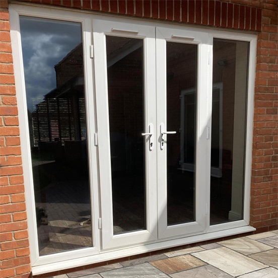 White uPVC French Doors with Sidepanels installed