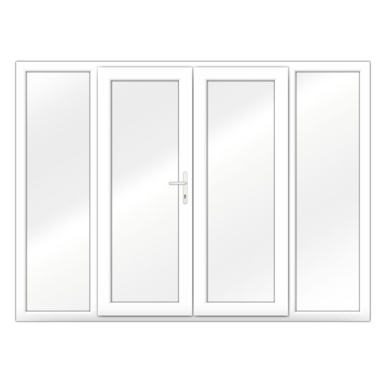 White uPVC French doors with Side Panels Affordable Doors