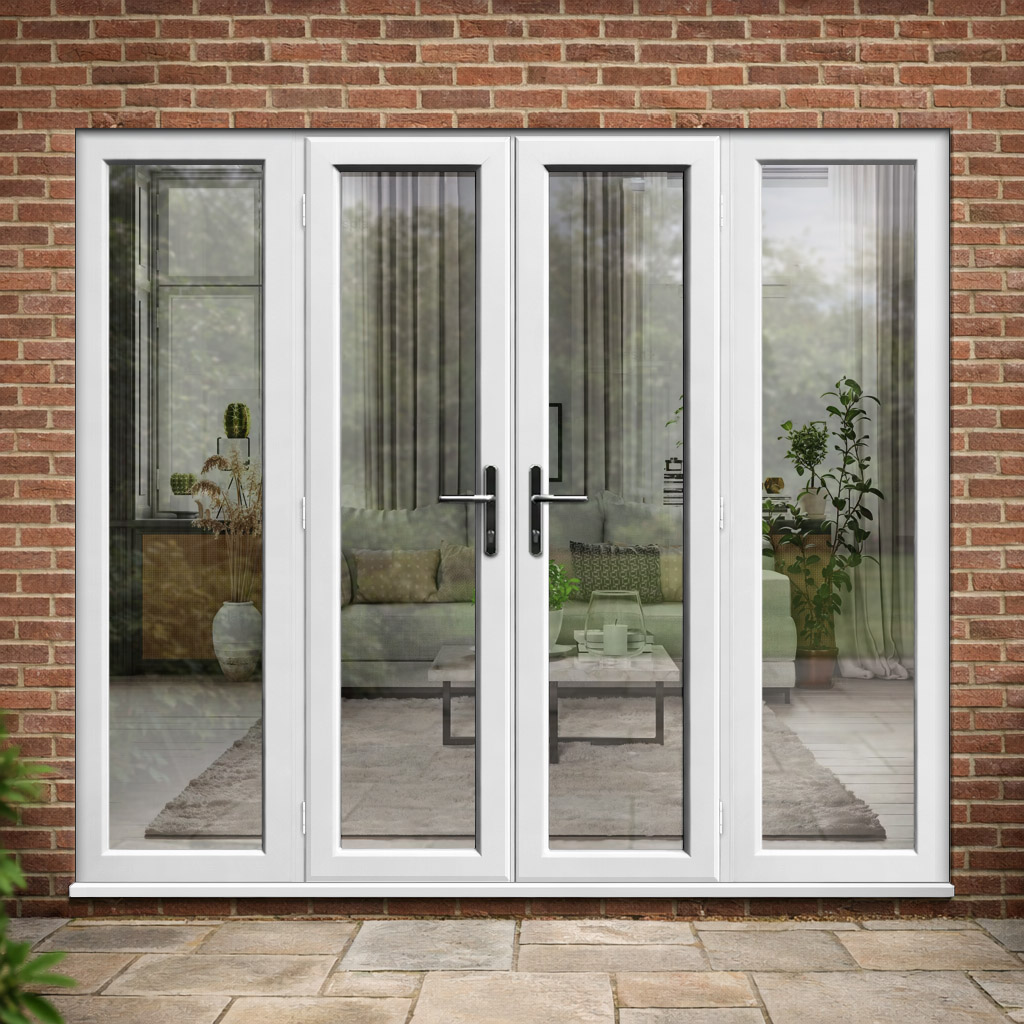 White uPVC French Doors with Side Windows