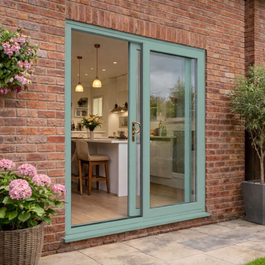 Chartwell Green Sliding uPVC Patio Doors - Open