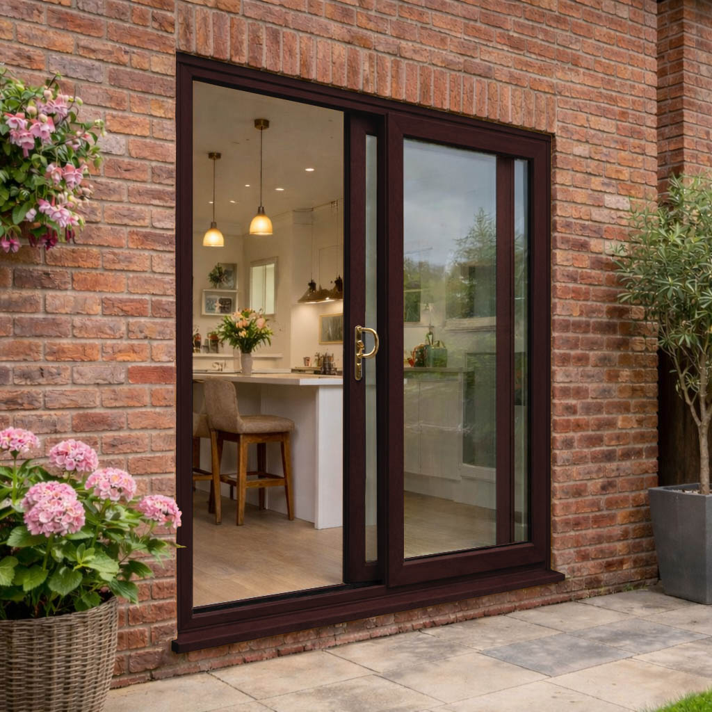 Rosewood Sliding uPVC Patio Doors - Open