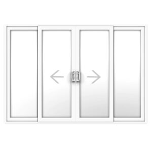 Four Panel Sliding Patio Door in White
