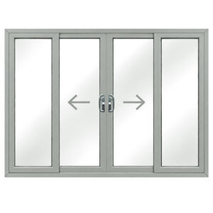Agate Grey Four Pane Sliding Patio Doors