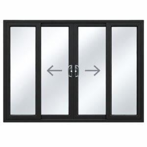 Black Four Pane Sliding Patio Doors