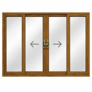 Four Panel Sliding Patio Door in Light Oak