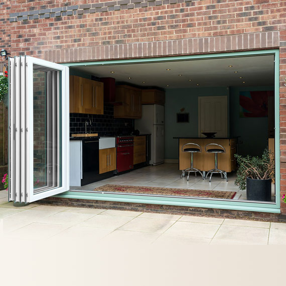Chartwell Green 3 Panel Bifold Doors - Fully Open