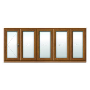 Light Oak 5 Panel uPVC Bifold Doors