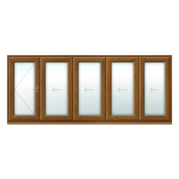 Light Oak 5 Panel uPVC Bifold Doors