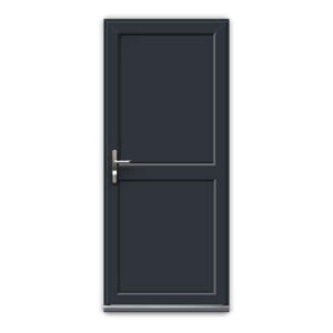 Anthracite Grey uPVC Door - Unglazed with Mid Rail & Flat Panels