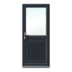 Anthracite Grey uPVC Door - Half Glazed with Clayton Panel