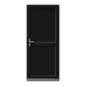 Black uPVC Door - Unglazed with Mid Rail & Flat Panels