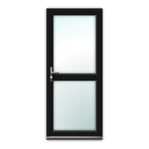 Black uPVC Door - Fully Glazed with Mid Rail
