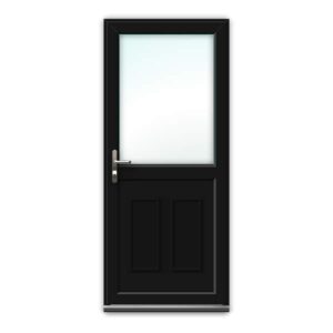 Black uPVC Door - Half Glazed with Clayton Panel