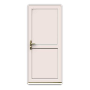 Cream uPVC Door - Unglazed with Mid Rail & Flat Panels