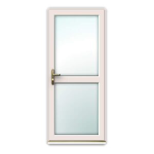 Cream uPVC Door - Fully Glazed with Mid Rail