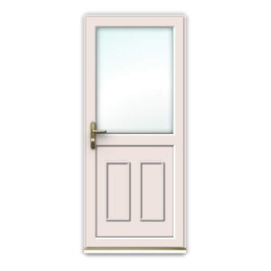 Cream uPVC Door - Half Glazed with Clayton Panel