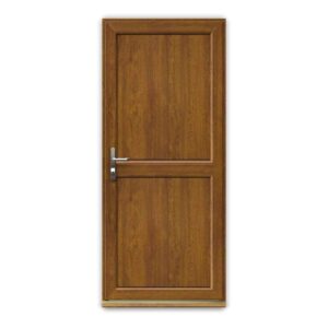 Light Oak uPVC Door - Unglazed with Mid Rail & Flat Panels
