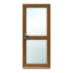 Light Oak uPVC Door - Fully Glazed with Mid Rail