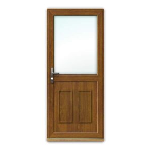 Light Oak uPVC Door - Half Glazed with Clayton Panel