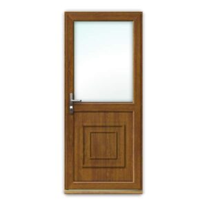 Light Oak uPVC Door - Half Glazed with Regal Panel