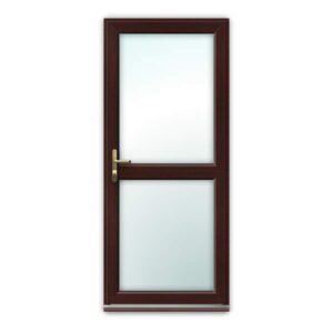 Rosewood uPVC Door - Fully Glazed with Mid Rail