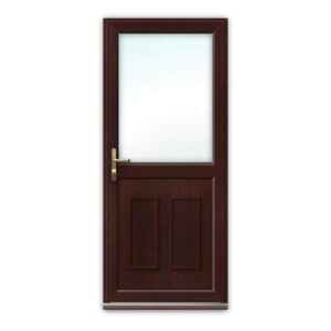 Rosewood uPVC Door - Half Glazed with Clayton Panel