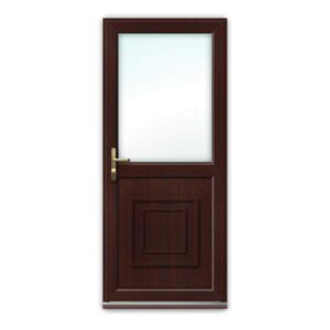 Rosewood uPVC Door - Half Glazed with Regal Panel