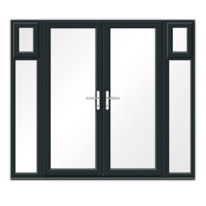 Anthracite Grey French Doors with opening side windows