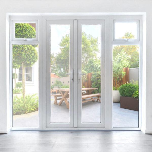 French Doors with short opening sidelights, internal view