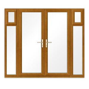 Light Oak French Doors with opening side windows