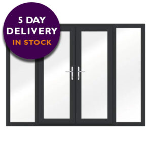 Anthracite Grey uPVC French Doors with Side Panels - 5 Day Delivery