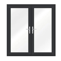 Grey French Door with no side panels