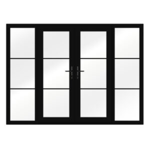 Crittall Black French Door with side panels