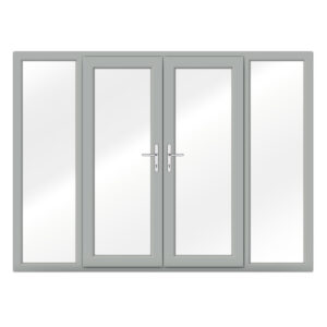 Agate Grey uPVC French Doors with Side Panels