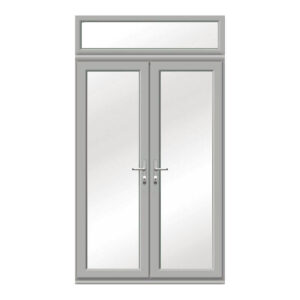 Agate Grey uPVC French Doors with Top Window