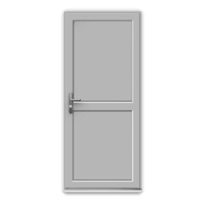 Agate Grey uPVC Single Door with Full Flat Panel and mid - rail