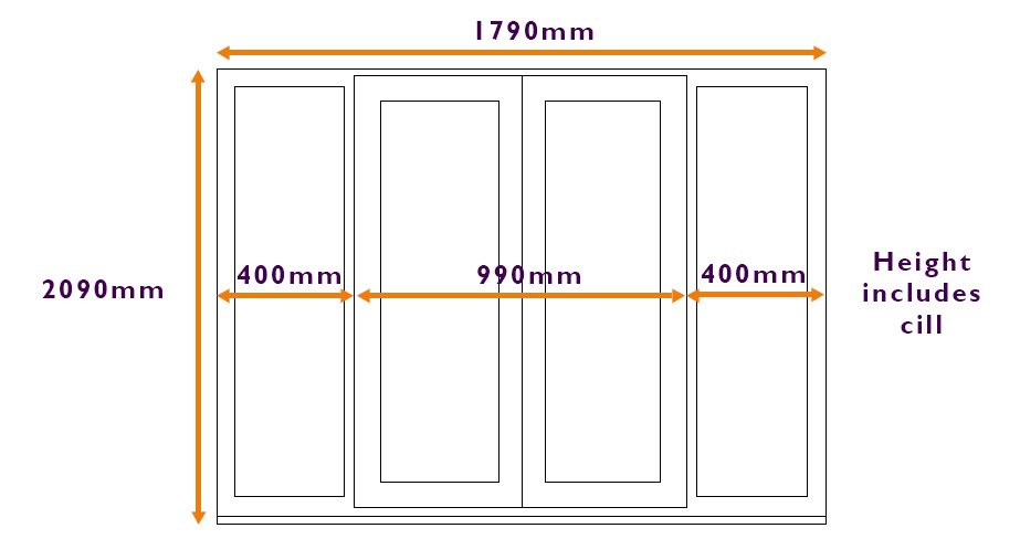 French doors with side panels -1790 wide with 990 Doors