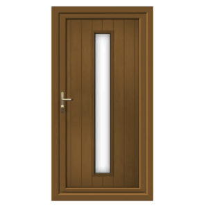 Light Oak Long Glazed uPVC Front Door