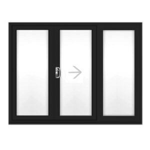 Black 3 pane sliding patio doors