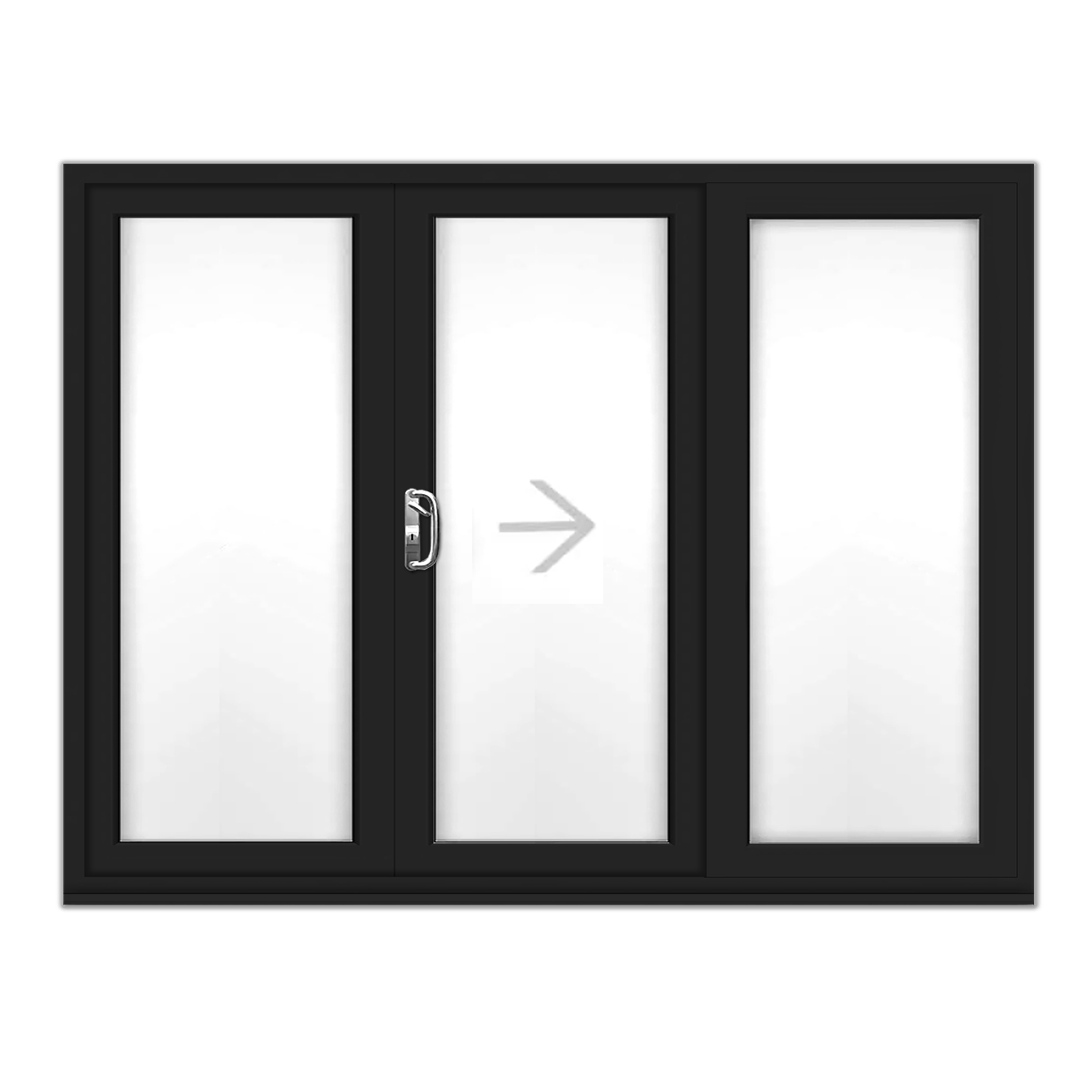 Black 3 pane sliding patio doors